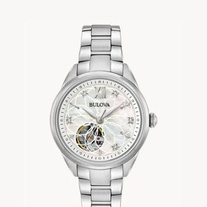 Bulova Women's Silver Watch with Mother of Pearl Dial